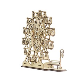 3D Holzpuzzle Riesenrad – Mechanisches DIY-Bauset aus Holz, Nostalgisches Riesenrad-Modell mit Zahnrädern, Lernspielzeug & Geschenk für Modellbau-Fans, 93 Teile