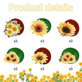 JOFONY 36 PCS Sunflower Hanging Swirls,6 Styles Sunflower Decorations Party Supplies Sun Flowers Party Foil Swirls Ceiling Wall Decor for Birthday Summer Themed Party Baby Shower Favor Supplies
