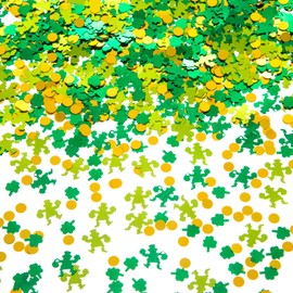Spring Green Confetti Metallic Sequins, Decorated St. Patrick's Day and Party Table Decoration,Diameter 6MM (Small Clover，Glitter Gold Dots，Hat Demon)