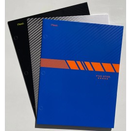Mead Five Star 2-Pocket Premium High Quality Portfolio Paper Folders Assorted - Set of 3