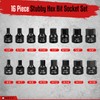WETT 3/8-Inch Drive Low Profile Impact Hex Driver Set, 16-Piece