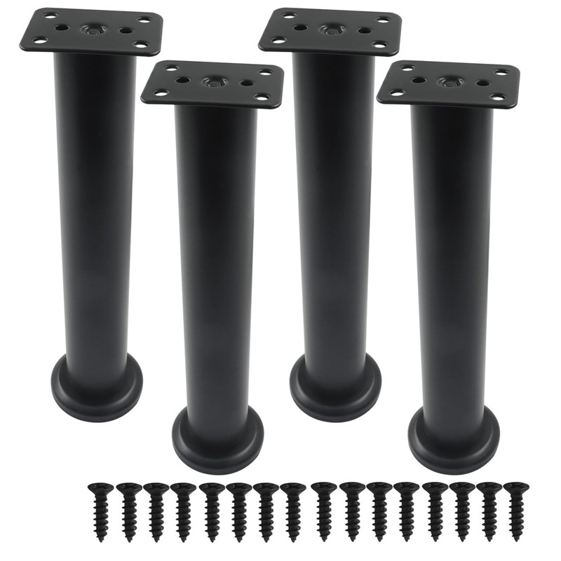 Zorfeter 4Pcs Black Adjustable Height Bed Support Furniture Replacement Legs