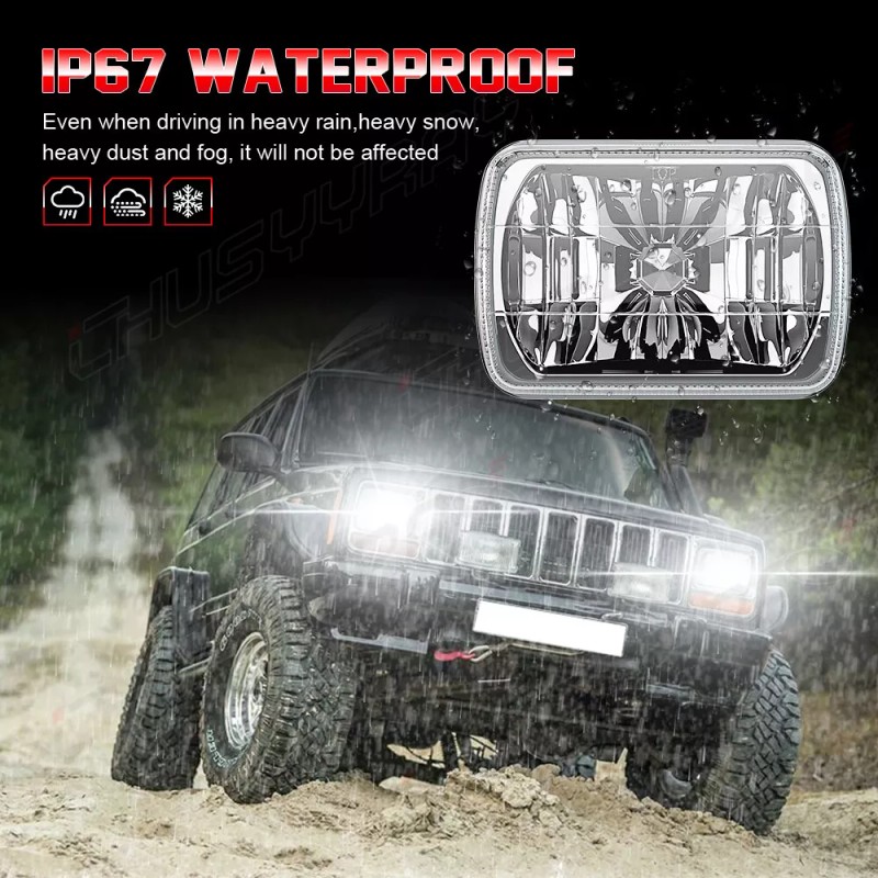 CHUSYYRAY For Ford E150 E250 E350 Pair 7x6" LED Headlight