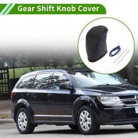 HOPESPANNER Gear Shift Knob Cover for Dodge Journey 2011-2020 Anti-Slip Pebbled Black Blue Stick Shifting Handle Protector Faux Leather 1 Pc