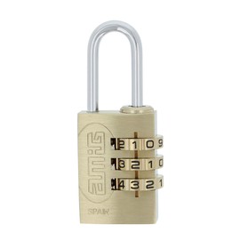 Amig - Combination Padlock Model 42 | 3-Digit Security for Lockers, Suitcases, Backpacks | Anti-Rust, Waterproof | Matte Brass, 20mm, Brass and Treated Steel Bow