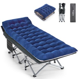 Fragess Camping Cot, Sleeping Cots for Adult, Portable Bed with Pillow and Carry Bag, 1200D Double Layer Oxford, 600 LBS Weight Capacity Cot for Sleeping (Blue)