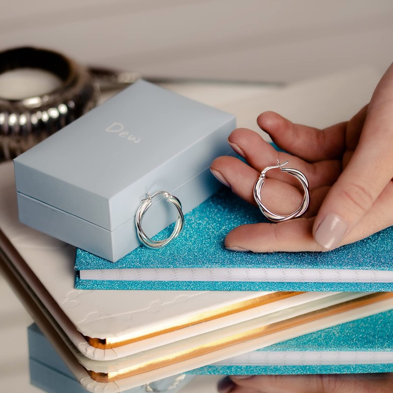 Dew Sterling Silver Two Twine Twist Hoop Earrings