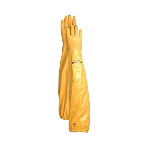 Atlas Glove WG772M 26-Inch Long Sleeve Nitrile Coated Cotton Lined Work Gloves, Medium,Yellow