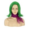 VGbeaty Adult Green Wavy Wig with Purple Scarf Women Side-swept
