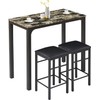 VECELO 3-Piece Bar Table and Chairs Set, 36" Rectangular Counter