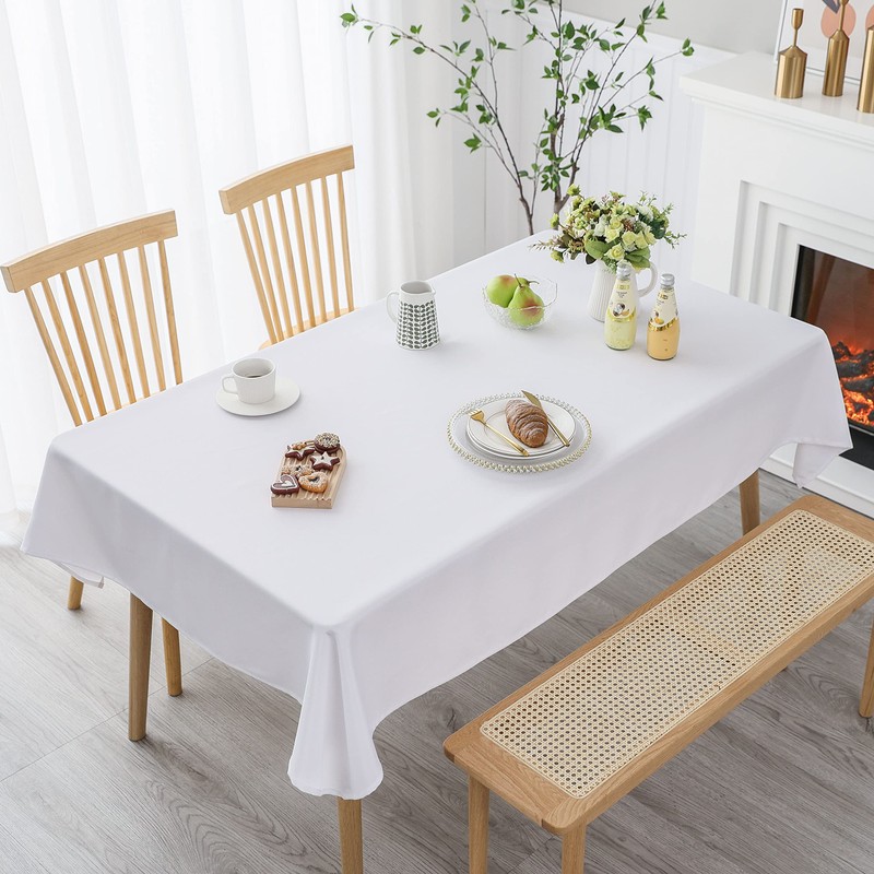 Demetex White Waterproof Tablecloth 152cm x 305cm Rectangular Christmas Table