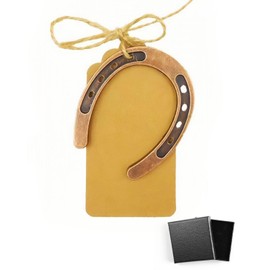 HSIXHAF Personalisiert Glückshufeisen für Hochzeit oder Einzug Geschenk Set,Hufeisen Deko Set mit Glücksbringer Kindergeburtstag mit Geschenkbox aus Kraftpapier zum Einzug Abschlussgeschenk