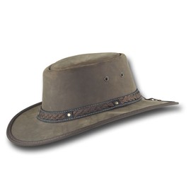 Barmah Hats Squashy Bronco Cooper Crossing Leather Hat 1022BC / 1022CC / 1022HC (Large, Rustic)