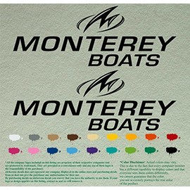 Pair of Monterey Boats Compatible Replacement Decals Vinyl Stickers Outboard Motor Set of 2 (24", Black 070)