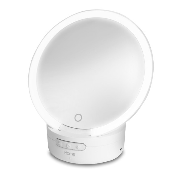 iHome Espejo de maquillaje con luces y altavoz Bluetooth, espejo