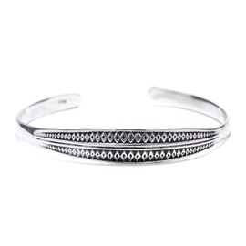 Viking Bangle Kylan Diameter 6 cm Odin Jewellery Bohemian Arm Jewellery 925 Sterling Silver, 6 cm, Sterling Silver, Without Stone