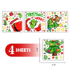Pycat Merry Christmas Cartoon Character Door Stickers Decals, Xmas Tree Max Dog Removable Winter Decorations, Funny Holiday New Year 2026 Home Decor for Refrigerator Wall Window