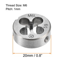 TA-VIGOR 1pc M6 x 1 Metric Adjustable Threading Die, Alloy Tool Steel Left Hand Round Die for Processing, Correcting or Cleaning External Threads (Metal, Plastic)