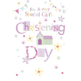 Baby Girl Christening Day Greeting Card 20 x 14 cm Very Special Occasion Congratulations