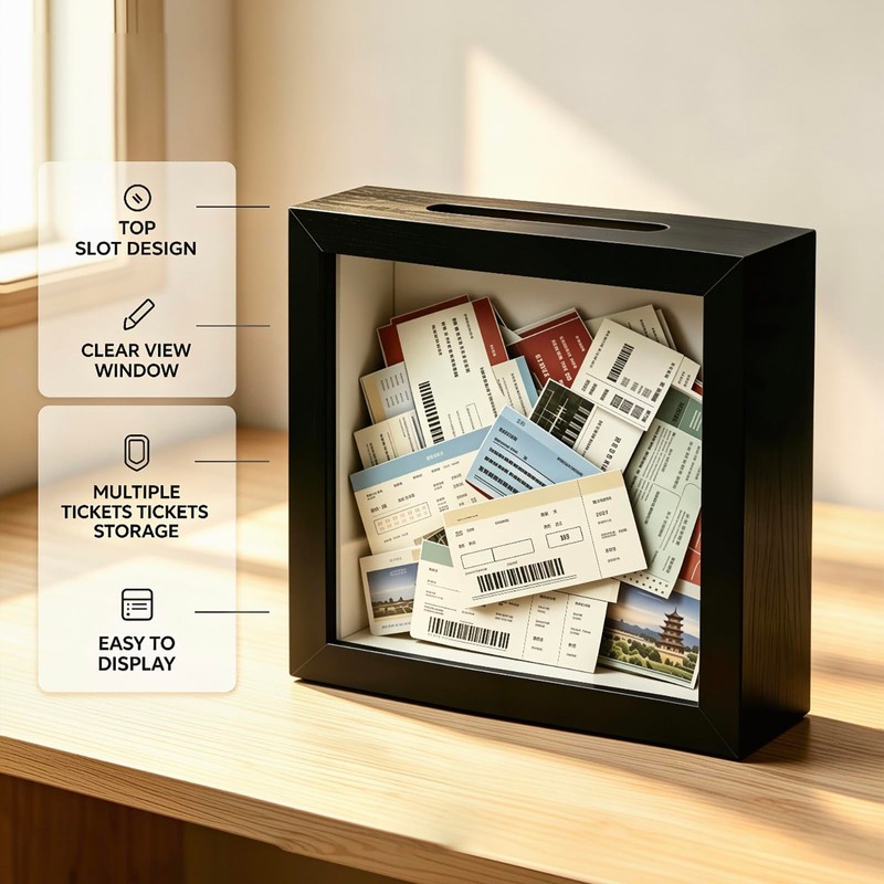 Square Shadow Box,Display Shadow Box with Slot,Featuring