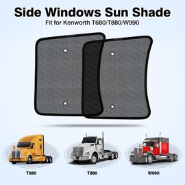 KUST 2PCS Side Window Sun Shade for Semi Truck, 20x16.9 inch Side Window Shade for Kenworth T680 / T880 / W990 (All Years),Sunshade with Suction Cup,Glare Shield UV Protection