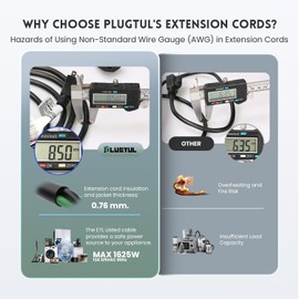 PLUGTUL 2-Pack Extension Cord 50 FT, 16/3 Outdoor Extension Cord Waterproof, Heavy Duty 3 Prong Extension Cord Black, 13A 1625W SJTW, ETL Listed, Great for Garden and Home