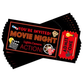 Tbaogusu Movie Night Birthday Ticket Invitations, Movie Party Invitations for Teens Adults Boys Girls, Birthday Party Favor & Supplies, 20 Ticket Invite Cards With Envelopes -008
