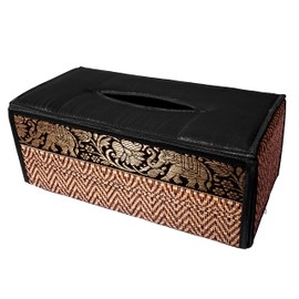CCcollections Handmade Reed Tissue Box Cover Case - Eco-Friendly Materials (A Black)