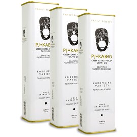 P.J. KABOS 2024/25 Harvest, High Phenolic (450+mg/kg), Premium Greek Extra Virgin Olive Oil, Kosher, Greece, Cold Extracted, 3 x 16.9 oz Tin, Koroneiki, "Family Reserve - Medium"