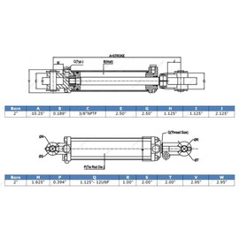 Tie-Rod Cylinder for Double Acting - Double Acting Hydraulic Cylinder, 2" Bore x 4" Stroke