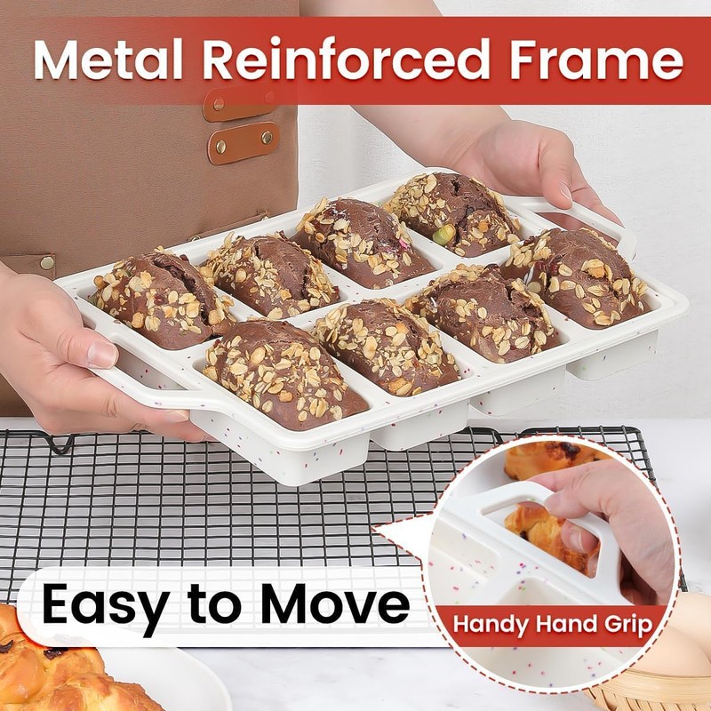 CAKETIME Mini Loaf Pans, Metal Reinforced Frame Silicone Mini Bread