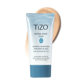 TIZO Ultra Zinc Protector solar para cuerpo y cara 100 mineral SPF40, Hidratante con color 100g                                                       