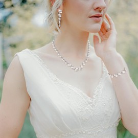 EVER FAITH Crystal Artificial Pearl Bridal Necklace Earrings Bracelet Set Clear, Pearl Crystal Pearl, Pearl