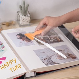 Photo Album Self Adhesive 3x5 4x6 5x7 6x8 8x10 8.5x11 11x10.6 Magnetic Scrapbook Album DIY Length 11x10.6 Inch 40 Pages Linen Cover DIY Photo Album with A Metallic Pen and and Plastic Board(Grey)