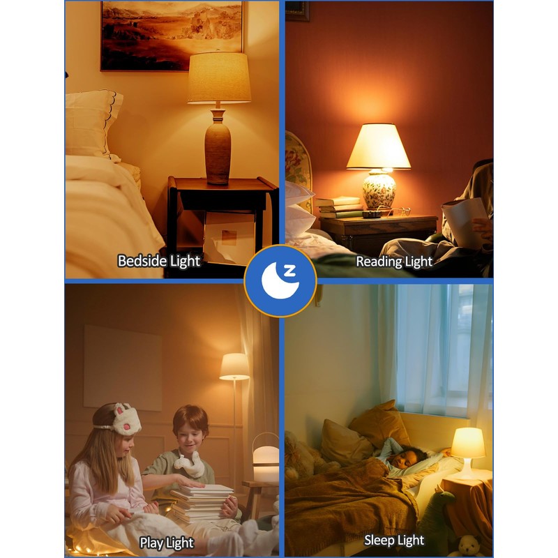 ZEQIDOU Amber Sleep Light Bulbs Dimmable, Blue Light Blocking, A15