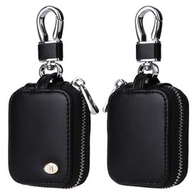 CCSmall Earbud Case for AirPods 4/1/2/3/Pro 2 with Lock & Carabiner, Premium PU Leather Small Storage Bag Pouch Travel Organizer for Wireless Earphones, Wired Headphone & Data Cable Case Black