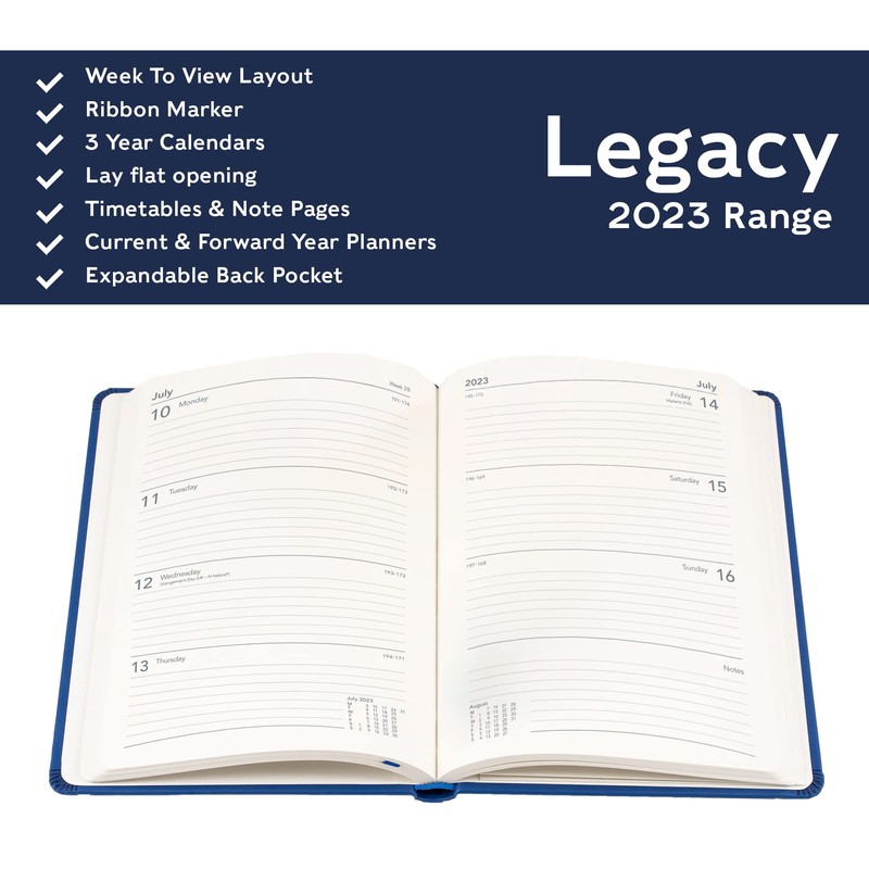 Collins Legacy A5 Week To View 2023 Diary - Black