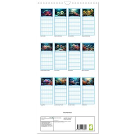 Family Planner 2025 - Fish Fantasy with 5 Columns (Wall Calendar, 21 cm x 45 cm) CALVENDO