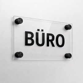 EH Design Acrylic Door Sign / Wall Sign I Transparent Clear Cover Office Sign for Writing Yourself Information Sign for Wall Mounting I Includes Mounting Material (120 x 210 mm Black)