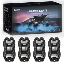 RGBW LED Rock Lights for Trucks, 6500K Brightest Underglow Light with APP/RF Control Rocklights IP68 Waterproof for Utv ATV RZR Jeep Car SUV Golf Cart Offroad Pickup, 4 Pods