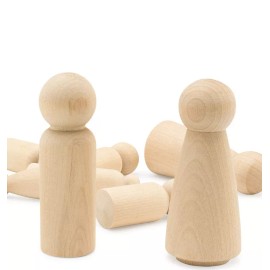 Unbranded 10 Pack of  3" Wooden Peg Dolls-Unfinish