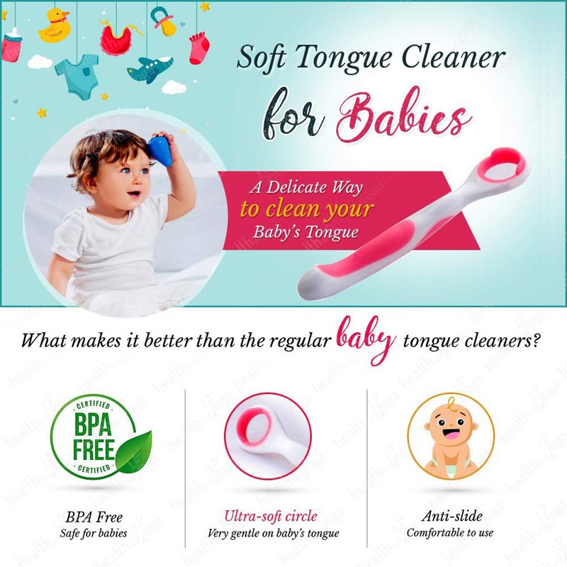 HealthAndYoga(TM) Soft Tongue Cleaner for Babies - Delicate Cleaning (Colors