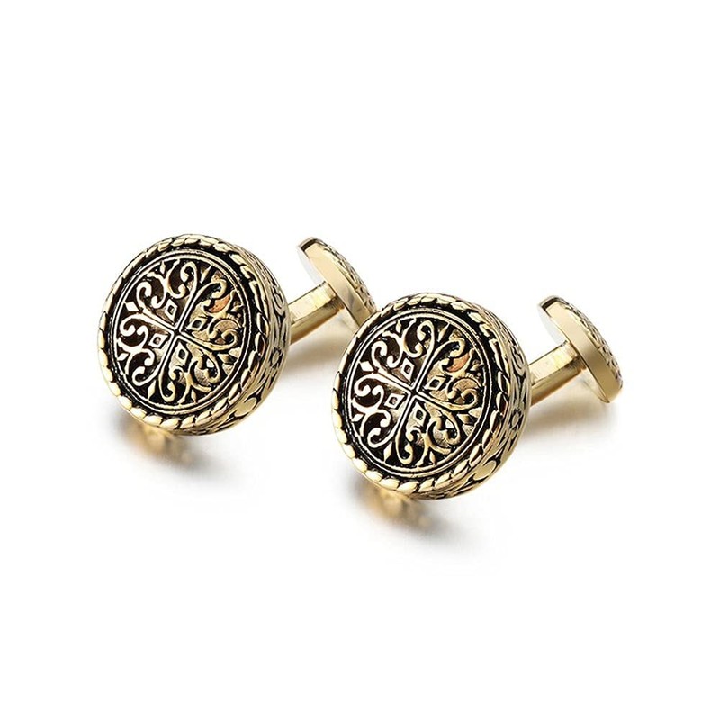 Classic Cufflinks, Men's, Stainless Steel, Gold, Silver, 0.7 inches (19.5