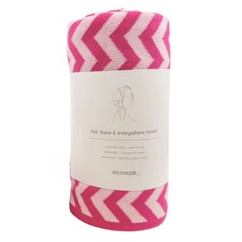 Ecovask Travel Towel & Hair Wrap - Organic Cotton, Original / Raspberry Chevron