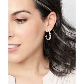 Secret & You| Hoop Pearl Earrings | 13 freshwater cultured pearls 4 – 5 mm | 925 Sterling Silver Hoop