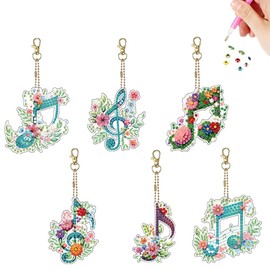 YUE ZHE - 6 llaveros de pintura de diamantes, kits de arte de diamante de doble cara para adultos, bricolaje, 5D, adornos para adultos, principiantes, manualidades, decoración