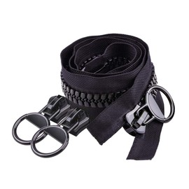 WANDIC Separating Jacket Zippers, 1 Piece 80 cm Double Open Super Large Plastic Zip and 2 Large Ring Pullers with Black Teeth Heavy Duty Zippers for DIY, Ring Slider