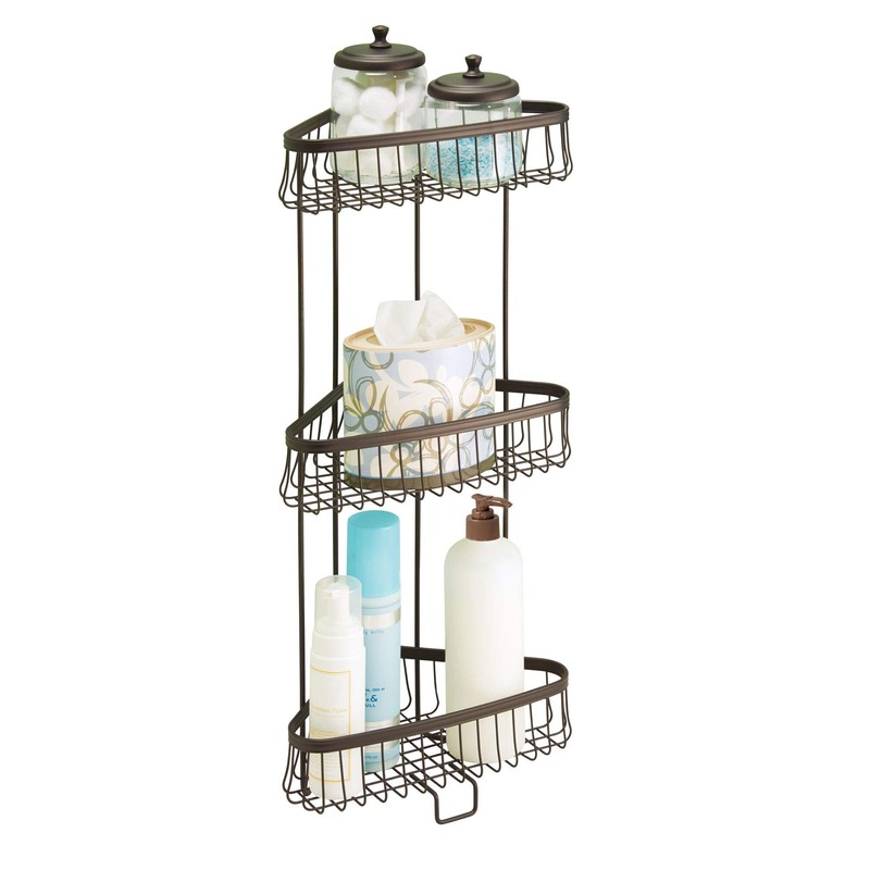 iDesign York Metal Wire Corner Standing Shower Caddy 3-Tier Bath