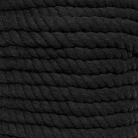 Super Soft 3 Strand Twisted Cotton Rope (Black, 1 Inch x 10 Feet)