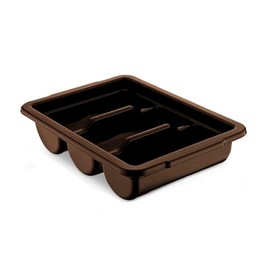 Zilpoo - Commercial Cutlery Bin, 3-Compartment Restaurant Kitchen Flatware Tray, Silverware Storage Plastic Container, Condiments Holder, Utensil Organizer Box (Braun)